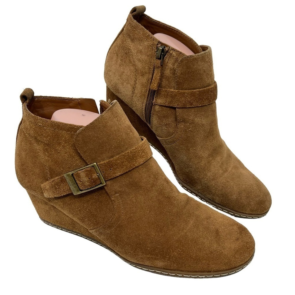 Franco Sarto Anita Women’s Booties Size 10 M Copper Brown Casual Side Zip Buckle